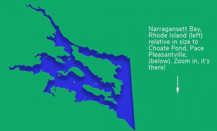 Narragansett Bay, Rhode Island relative to Choate Pond